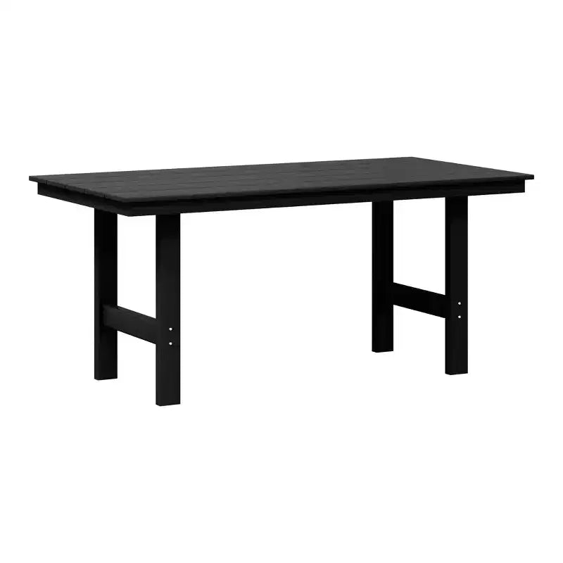 WestinTrends Ashore Outdoor Modern HDPE 66 Wide Rectangle Patio Dining Table for 6