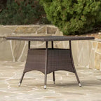 GDFStudio Dilon Outdoor Square Faux Rattan and Iron Dining Table