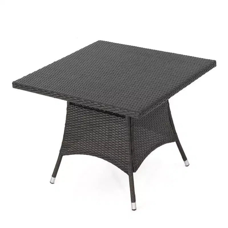 GDFStudio Dilon Tavolo da pranzo quadrato in finto rattan e ferro da esterno