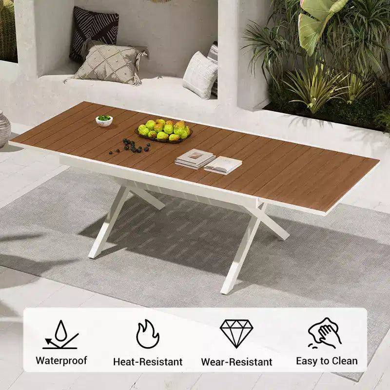 GRANDPATIO Tavolo da pranzo allungabile riscaldato in alluminio e acciaio con trasferimento di calore