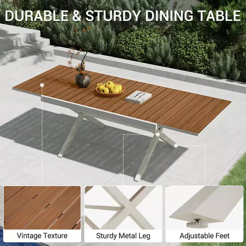 GRANDPATIO Tavolo da pranzo allungabile riscaldato in alluminio e acciaio con trasferimento di calore