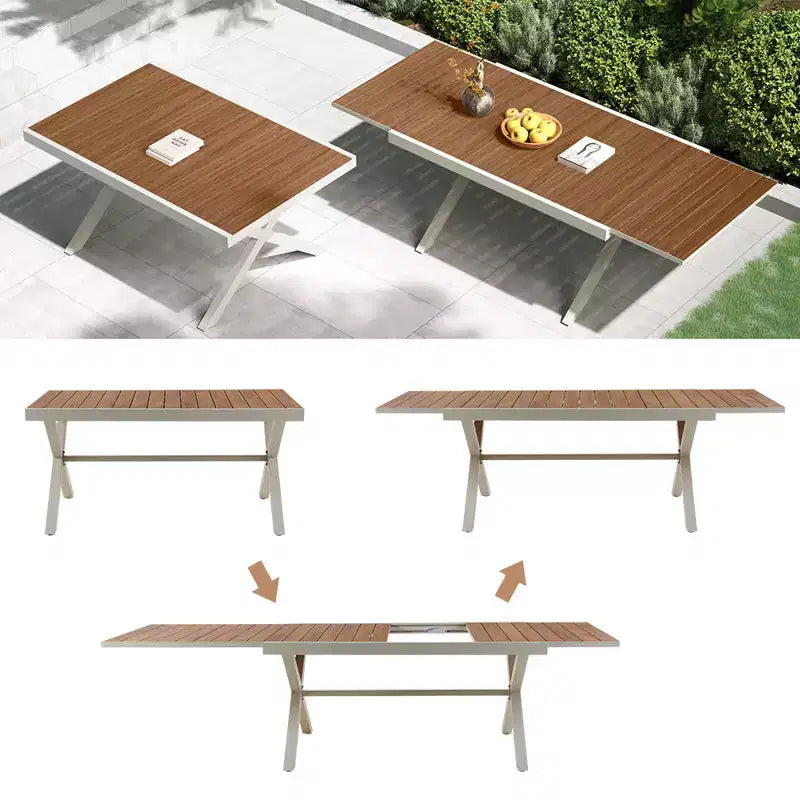 GRANDPATIO Tavolo da pranzo allungabile riscaldato in alluminio e acciaio con trasferimento di calore