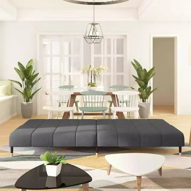 vidaXL Divano letto a 2 posti in velluto grigio scuro - Divanetto imbottito per soggiorno/cantina/dormitorio con telaio in legno