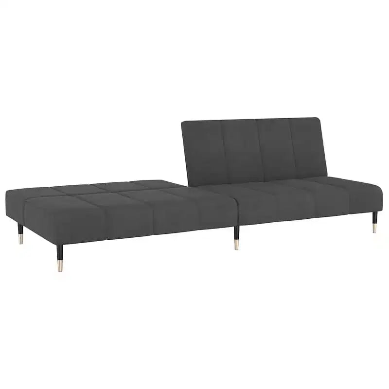 vidaXL Divano letto a 2 posti in velluto grigio scuro - Divanetto imbottito per soggiorno/cantina/dormitorio con telaio in legno