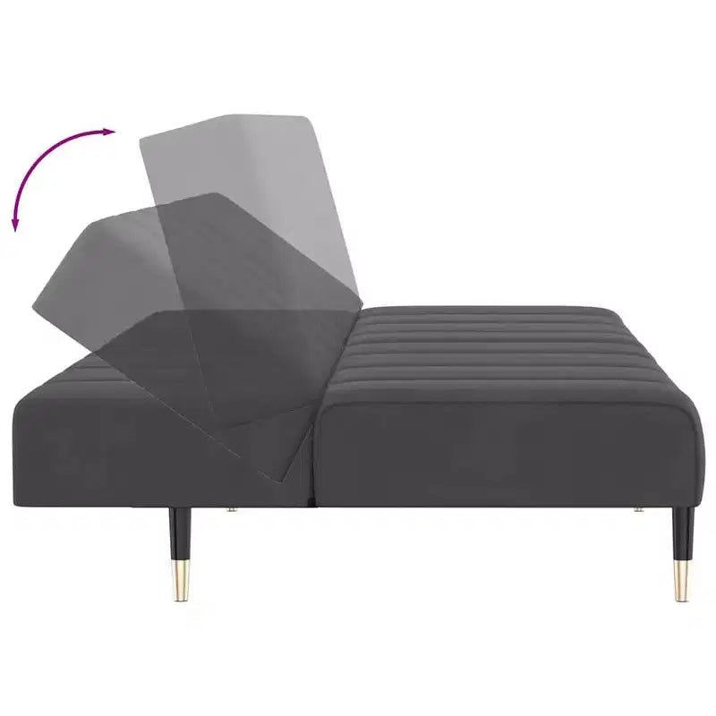 vidaXL Divano letto a 2 posti in velluto grigio scuro - Divanetto imbottito per soggiorno/cantina/dormitorio con telaio in legno