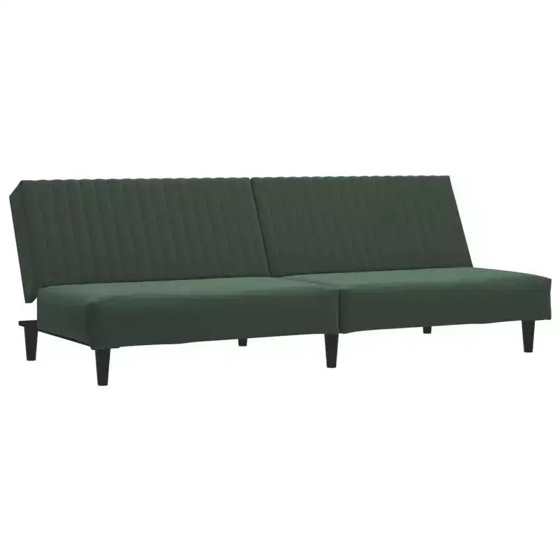 vidaXL 2-Seater Velvet Sofa Bed Convertible Loveseat Sleeper - Dark Green, Soft Upholstery, Sturdy Wood Frame, for Living Room, Small Spaces