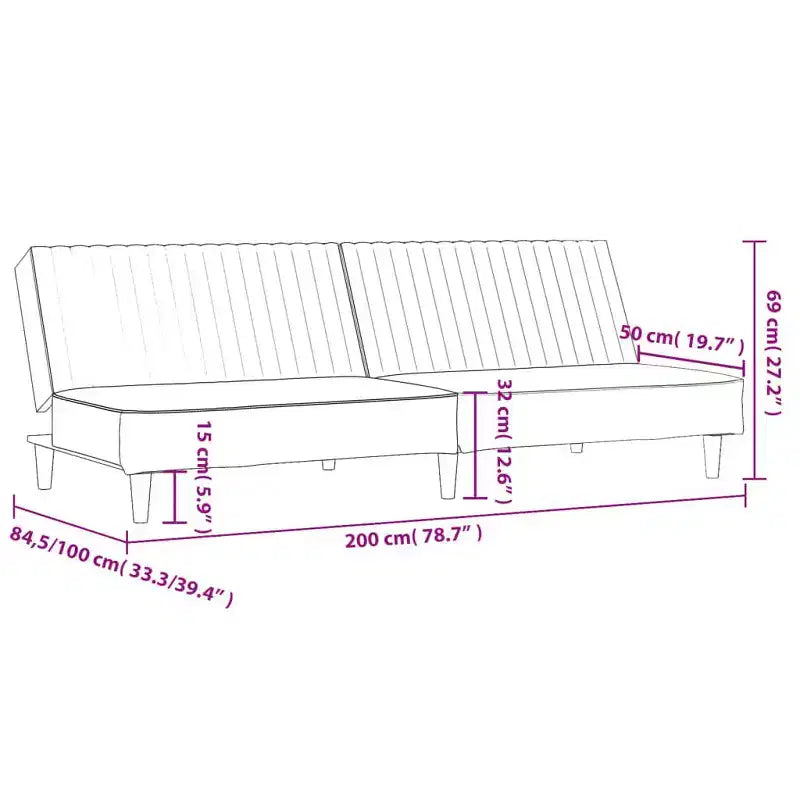 vidaXL Divano letto a 2 posti in velluto convertibile - Verde scuro, rivestimento morbido, robusto telaio in legno, per soggiorno, piccoli spazi