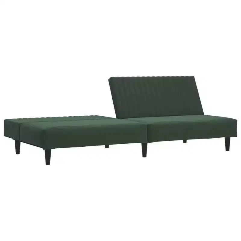 vidaXL Divano letto a 2 posti in velluto convertibile - Verde scuro, rivestimento morbido, robusto telaio in legno, per soggiorno, piccoli spazi