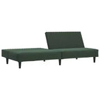 vidaXL Divano letto a 2 posti in velluto convertibile - Verde scuro, rivestimento morbido, robusto telaio in legno, per soggiorno, piccoli spazi