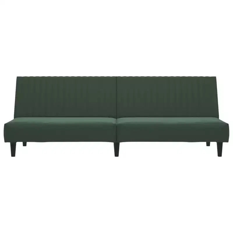 vidaXL Divano letto a 2 posti in velluto convertibile - Verde scuro, rivestimento morbido, robusto telaio in legno, per soggiorno, piccoli spazi