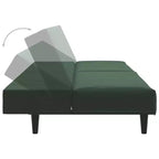 vidaXL Divano letto a 2 posti in velluto convertibile - Verde scuro, rivestimento morbido, robusto telaio in legno, per soggiorno, piccoli spazi