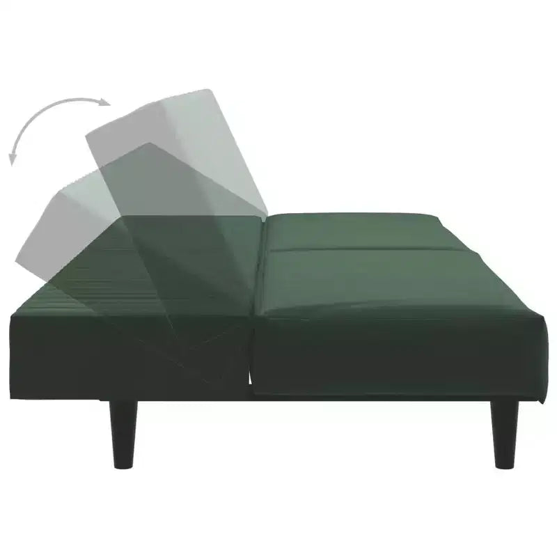 vidaXL Divano letto a 2 posti in velluto convertibile - Verde scuro, rivestimento morbido, robusto telaio in legno, per soggiorno, piccoli spazi