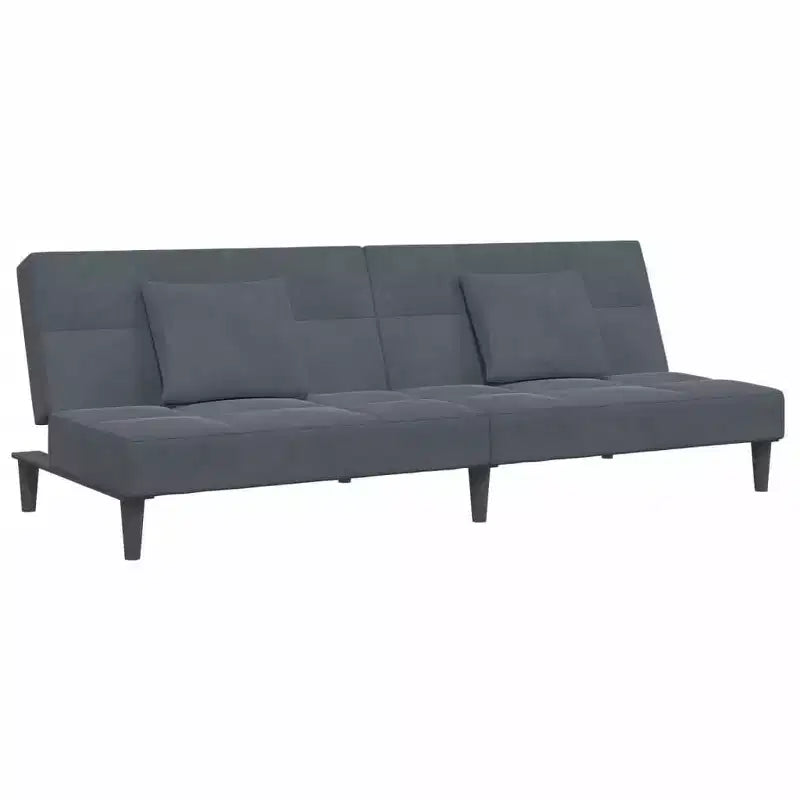 vidaXL Divano letto in velluto grigio scuro, legno, plastica standard convertibile