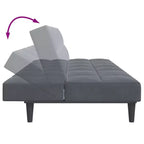 vidaXL Divano letto in velluto grigio scuro, legno, plastica standard convertibile