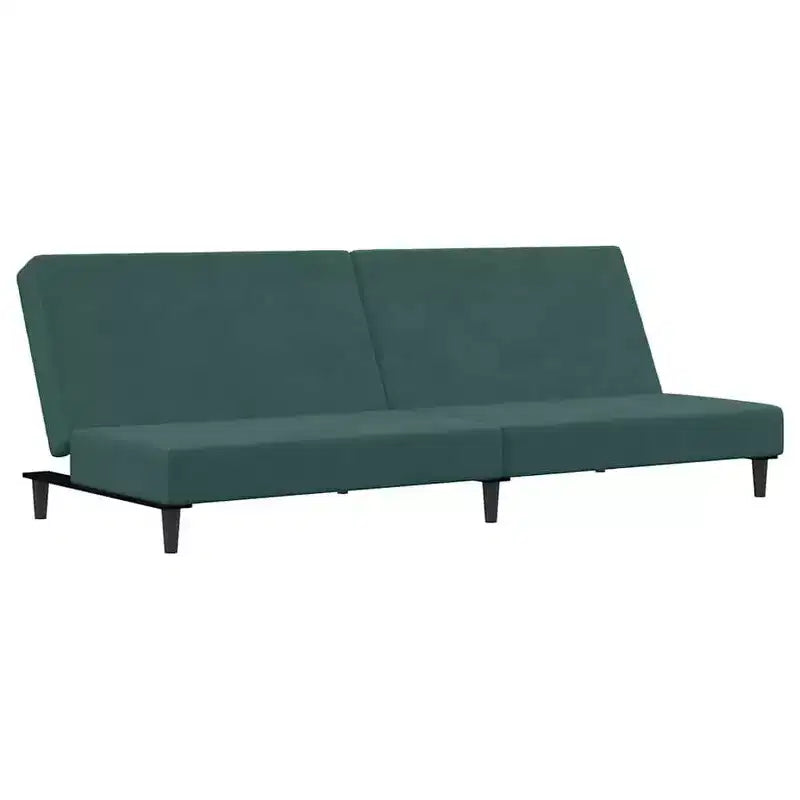 vidaXL Divano letto a 2 posti e pouf in velluto - Verde scuro | Divano letto convertibile | Accogliente e regolabile per salotto, soggiorno