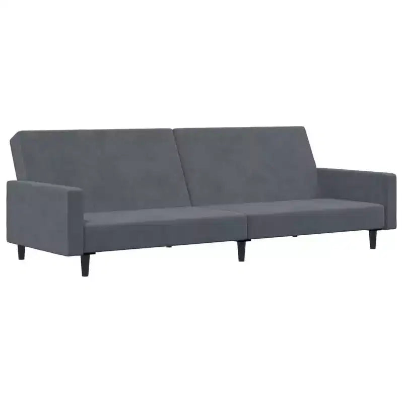 vidaXL Divano letto trasformabile a 2 posti in velluto grigio scuro con poggiapiedi - Morbido letto singolo, schienale regolabile, robusta struttura in legno