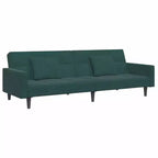 vidaXL Divano letto a 2 posti con poggiapiedi - Velluto verde scuro, convertibile, ideale per salotti, home theatre, appartamenti