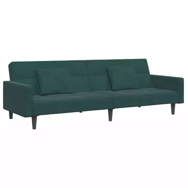 vidaXL Divano letto a 2 posti con poggiapiedi - Velluto verde scuro, convertibile, ideale per salotti, home theatre, appartamenti