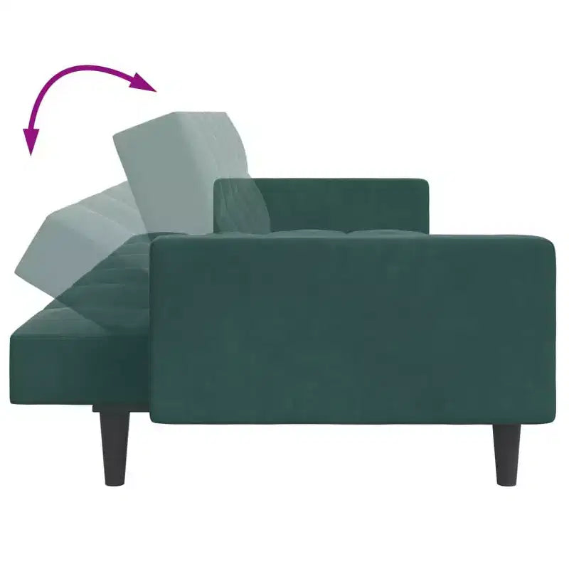 vidaXL Divano letto a 2 posti con poggiapiedi - Velluto verde scuro, convertibile, ideale per salotti, home theatre, appartamenti