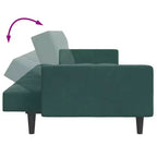 vidaXL Divano letto a 2 posti con poggiapiedi - Velluto verde scuro, convertibile, ideale per salotti, home theatre, appartamenti