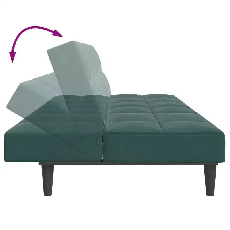 vidaXL Divano letto a 2 posti con poggiapiedi in velluto verde scuro