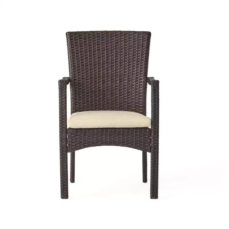 Christopher Knight Home Campbell Set da pranzo da esterno in vimini a 5 pezzi con cuscino