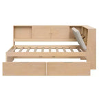 Divano Letto a L Merax in Legno con Testiera Imbottita Contenitore, Porte di Ricarica USB e Libreria Integrata