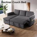 Divano letto Dyonery 81, divano letto componibile a L, divano estraibile con schienale reclinabile, porte USB