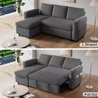 Divano letto Dyonery 81, divano letto componibile a L, divano estraibile con schienale reclinabile, porte USB