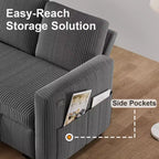 Divano letto Dyonery 81, divano letto componibile a L, divano estraibile con schienale reclinabile, porte USB