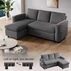 Divano letto Dyonery 81, divano letto componibile a L, divano estraibile con schienale reclinabile, porte USB