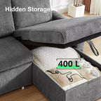Divano letto Dyonery 81, divano letto componibile a L, divano estraibile con schienale reclinabile, porte USB