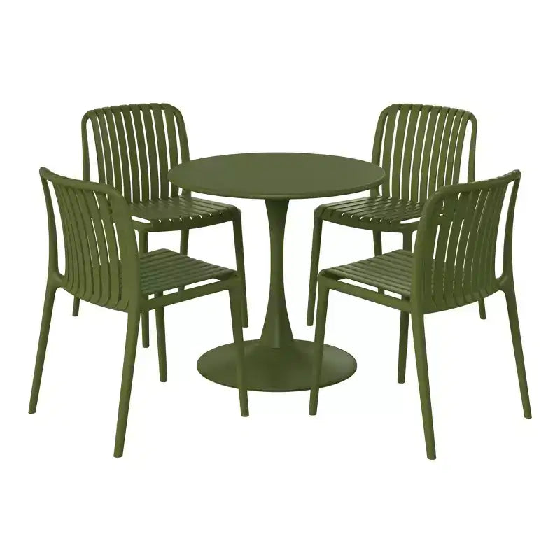 Set da pranzo da esterni WestinTrends Playa 5 pezzi con tavolo in metallo e sedie impilabili in resina da patio