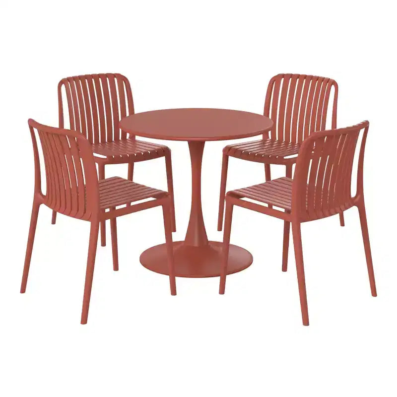 Set da pranzo da esterni WestinTrends Playa 5 pezzi con tavolo in metallo e sedie impilabili in resina da patio