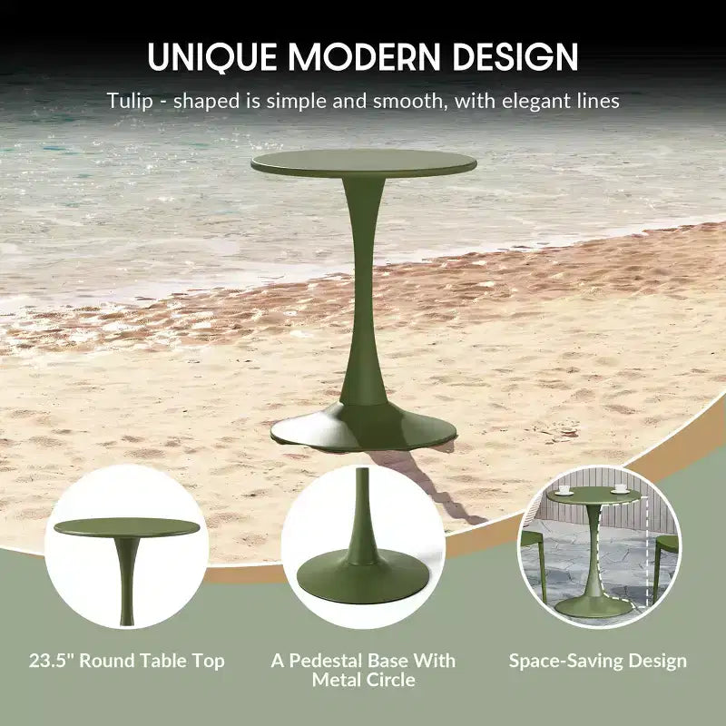 Set da pranzo da patio WestinTrends Playa 3 pezzi per interni ed esterni in metallo con sedie impilabili da patio