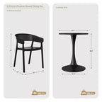 Set da pranzo da patio WestinTrends Playa 3 pezzi per interni ed esterni in metallo con sedie impilabili da patio