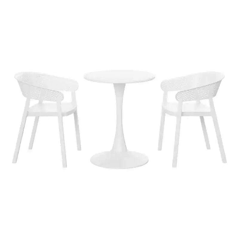 Set da pranzo da patio WestinTrends Playa 3 pezzi per interni ed esterni in metallo con sedie impilabili da patio