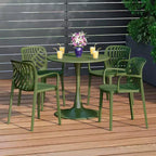 WestinTrends Playa Set da Pranzo da Esterno/Interno a 5 Pezzi con Tavolo e Sedie Impilabili in Metallo
