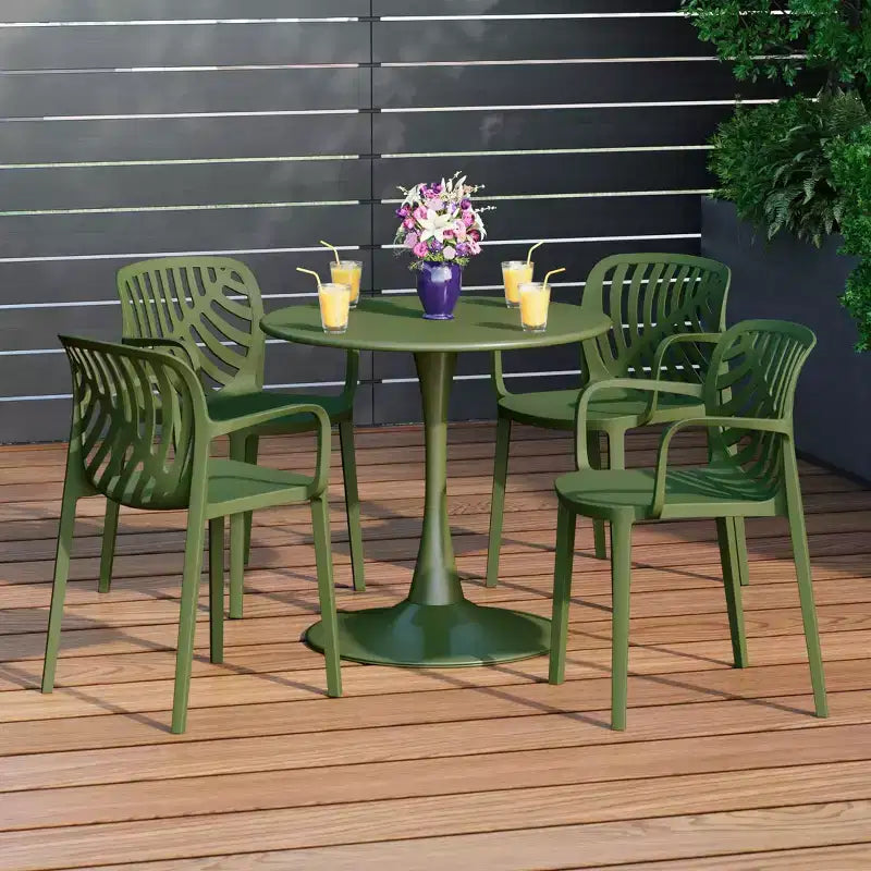 WestinTrends Playa Set da Pranzo da Esterno/Interno a 5 Pezzi con Tavolo e Sedie Impilabili in Metallo