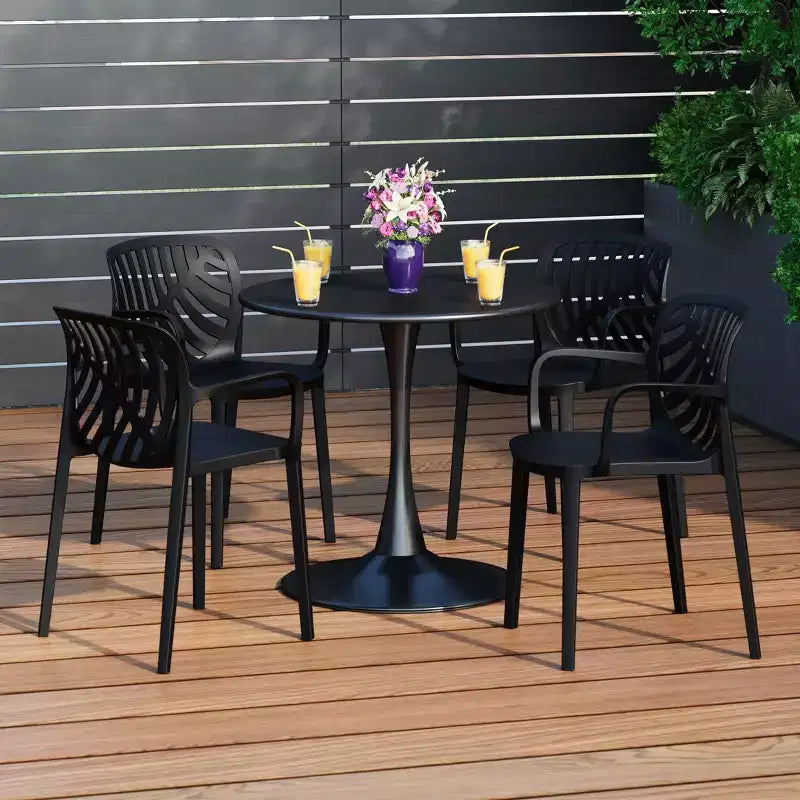 WestinTrends Playa Set da Pranzo da Esterno/Interno a 5 Pezzi con Tavolo e Sedie Impilabili in Metallo