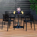 WestinTrends Playa Set da Pranzo da Esterno/Interno a 5 Pezzi con Tavolo e Sedie Impilabili in Metallo