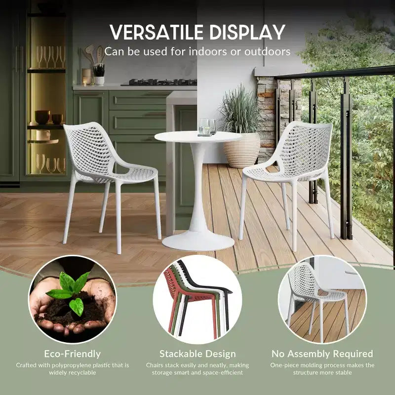 WestinTrends Playa Set da Pranzo da Esterno/Interno a 5 Pezzi con Tavolo e Sedie Impilabili in Metallo