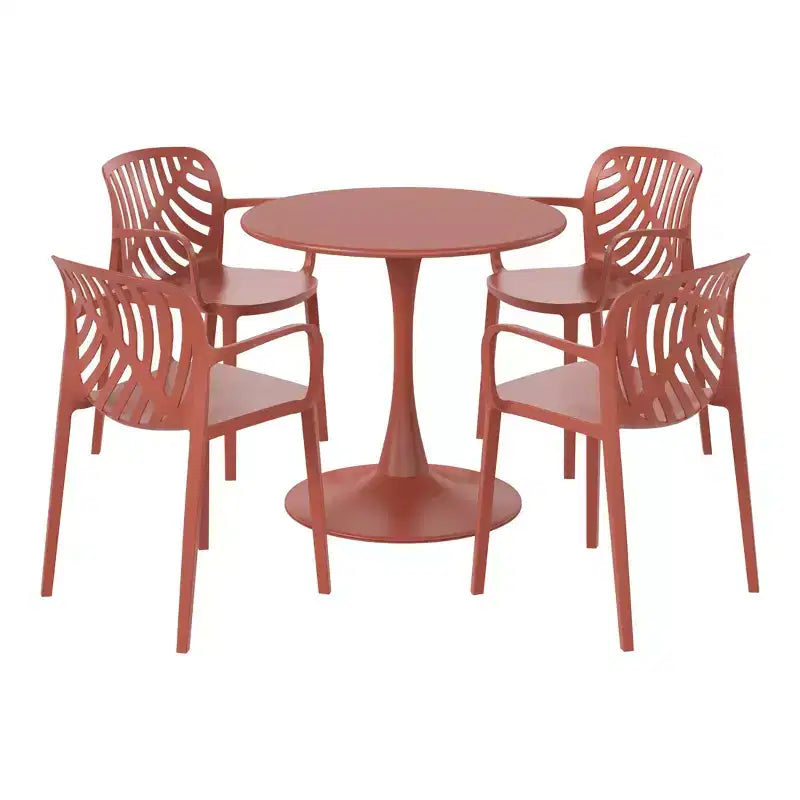 WestinTrends Playa Set da Pranzo da Esterno/Interno a 5 Pezzi con Tavolo e Sedie Impilabili in Metallo