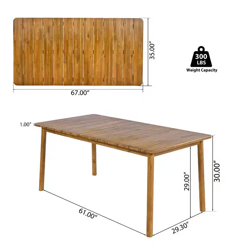 Christopher Knight Home Mordak Set da Pranzo Rustico da Giardino 7 Pezzi in Legno di Acacia con Cuscini