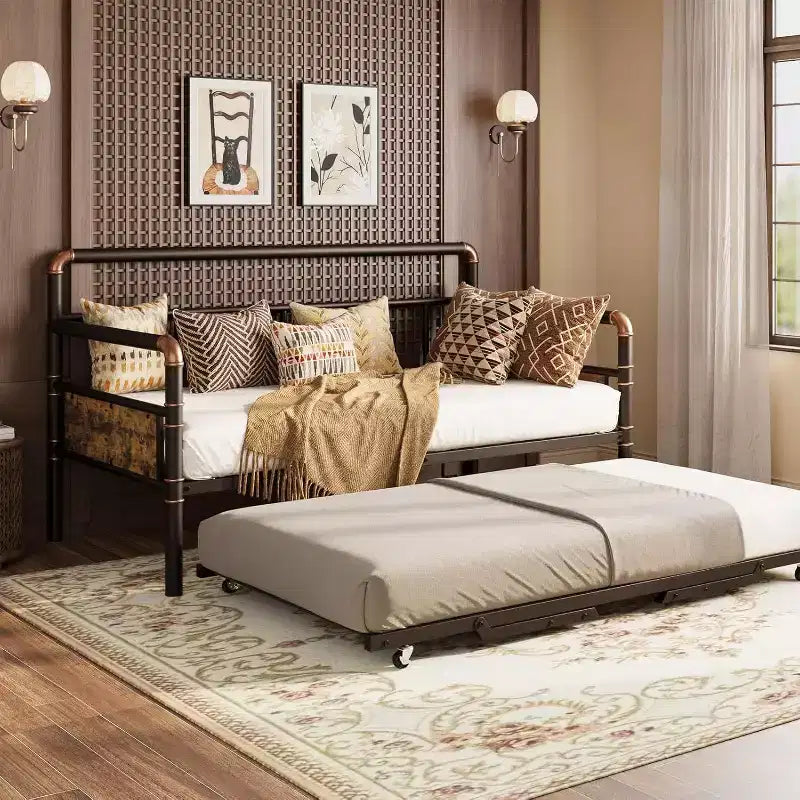Acekool Daybed Doppio con Letto Estraibile - Divano Letto Salvaspazio e Letto per Ospiti