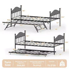 GustoWave Twin Metal Daybed con letto estraibile pieghevole, Daybed salvaspazio