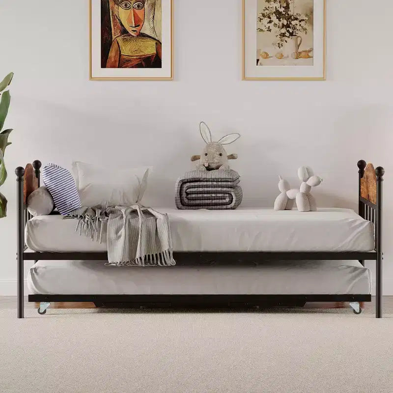 GustoWave Twin Metal Daybed con letto estraibile pieghevole, Daybed salvaspazio