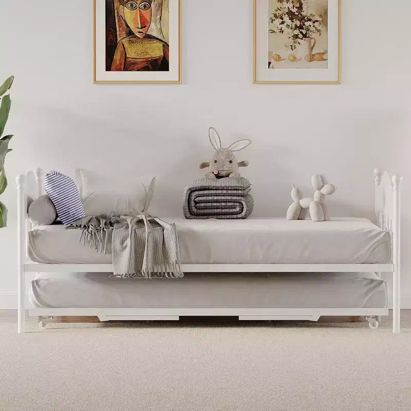 GustoWave Twin Metal Daybed con letto estraibile pieghevole, Daybed salvaspazio