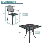 Mondawe Set da pranzo in rete d'acciaio da 5 pezzi con 1 tavolo da pranzo quadrato e 4 sedie da pranzo