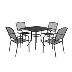 Mondawe Set da pranzo in rete d'acciaio da 5 pezzi con 1 tavolo da pranzo quadrato e 4 sedie da pranzo